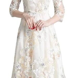 Elegant Floral Lace Long Sleeve Dress